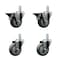 Service Caster 3.5'' Gray Polyurethane Wheel Swivel 7/8'' Square Stem Caster Set 2 Brake, 4PK SCC-SQ20S3514-PPUB-GRY-PLB-78-2-S-2 - alternate 1